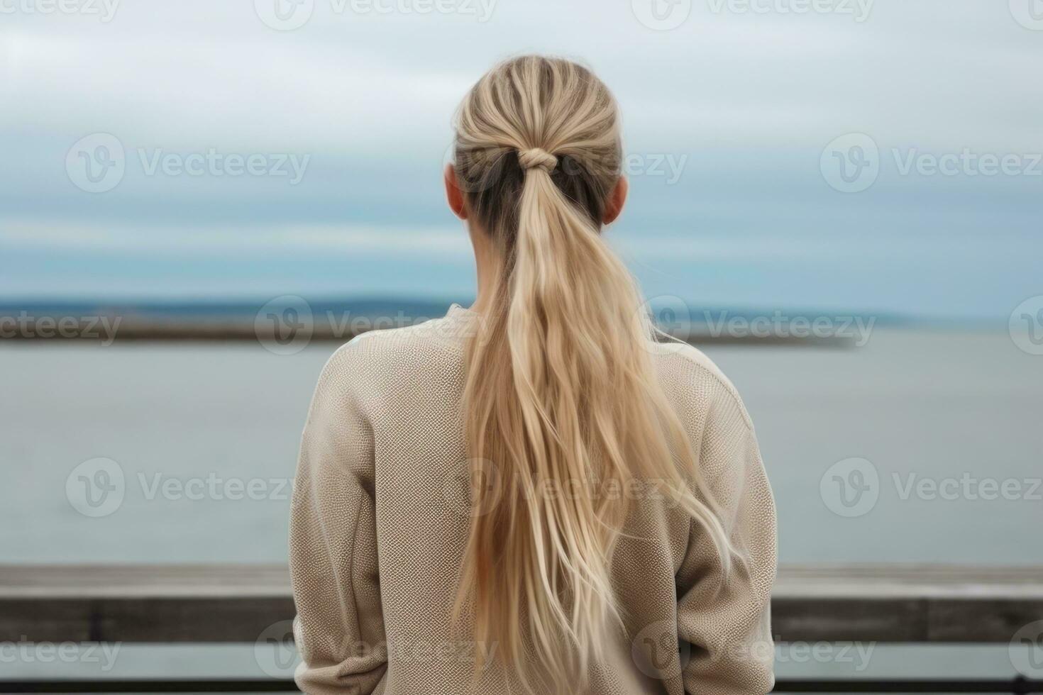 women plait hairstyle look from back professional advertising photography AI Generated photo