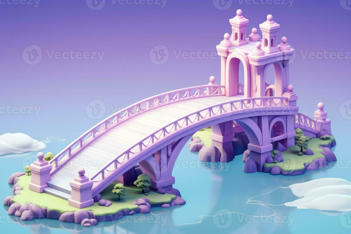 tiny cute isometric bridge soft smooth lighting AI Generated photo