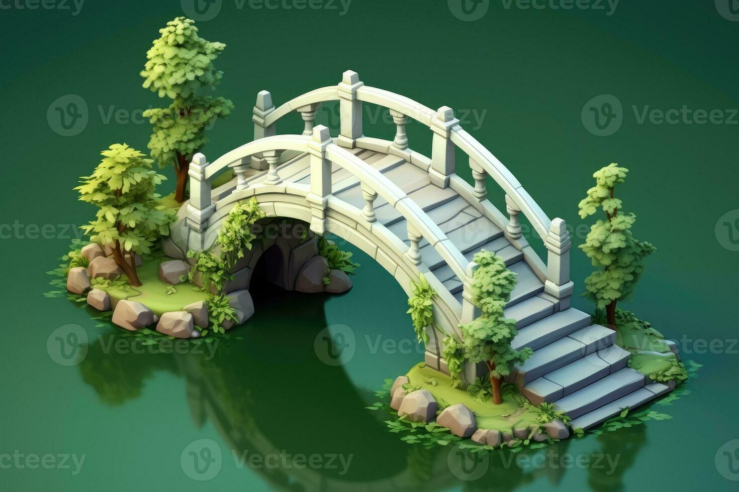 tiny cute isometric bridge soft smooth lighting AI Generated photo