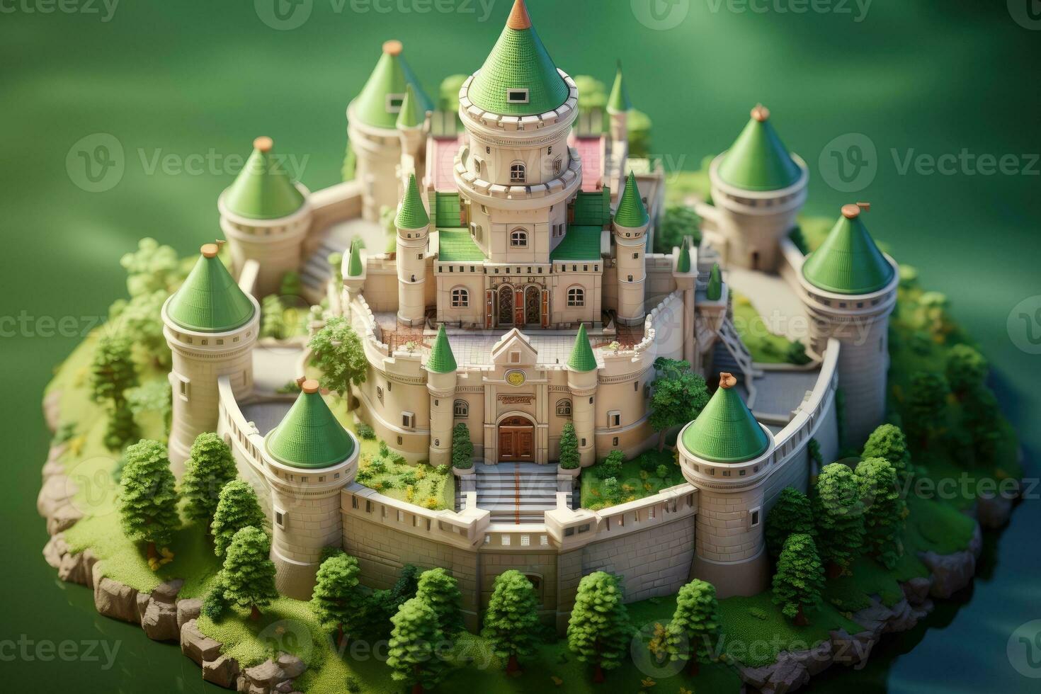 tiny cute isometric castle soft smooth lighting AI Generated photo