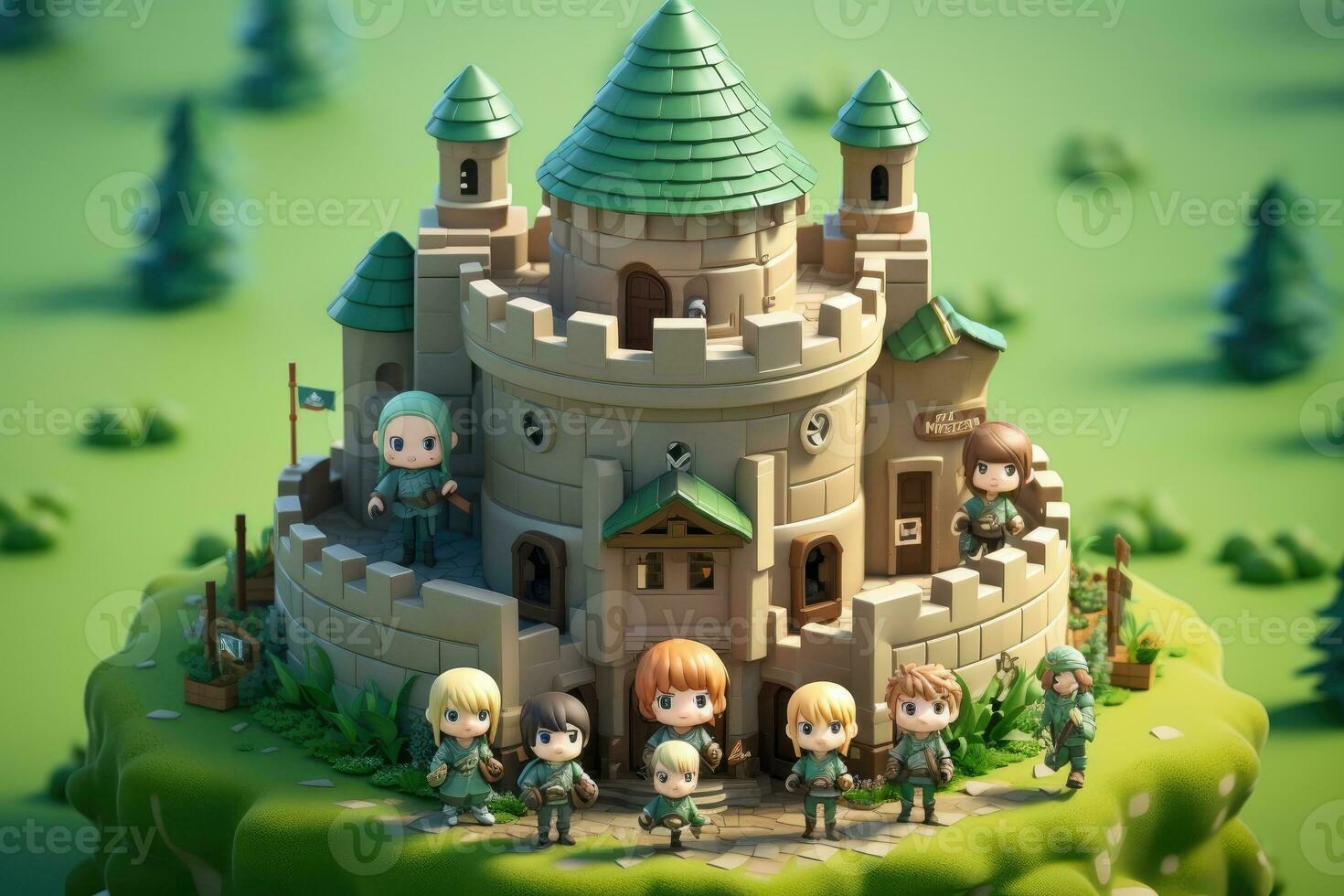 tiny cute isometric castle soft smooth lighting AI Generated photo