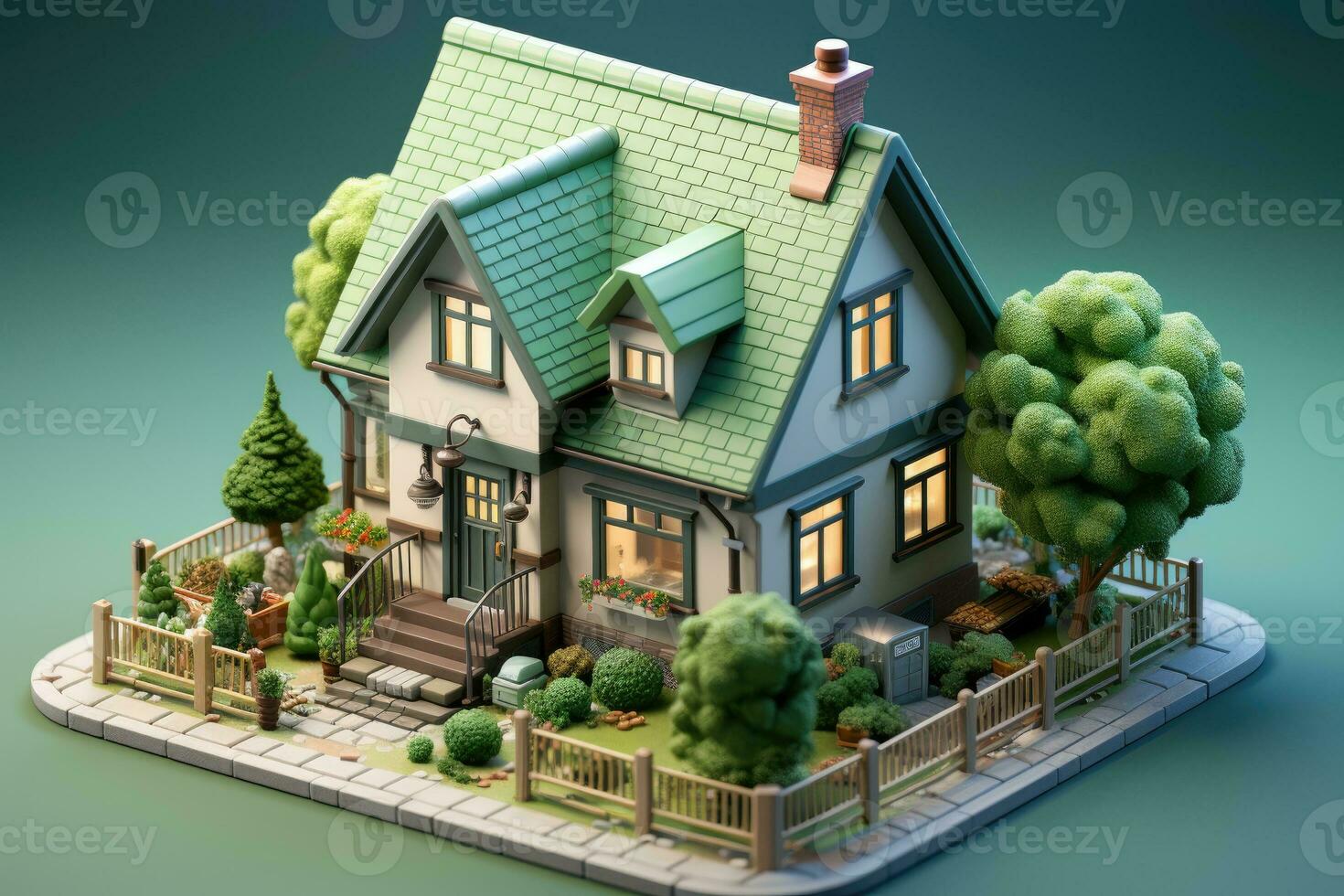 tiny cute isometric house soft smooth lighting AI Generated photo