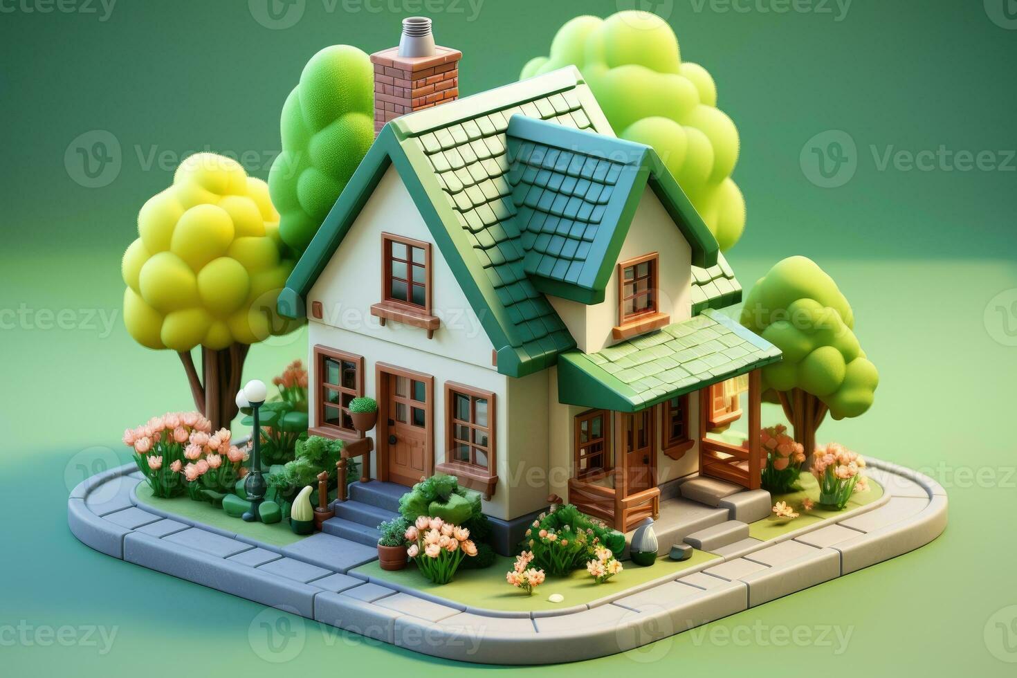 tiny cute isometric house soft smooth lighting AI Generated photo