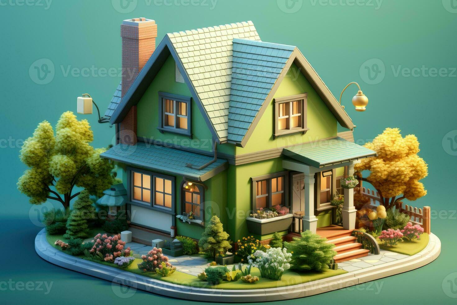 tiny cute isometric house soft smooth lighting AI Generated photo