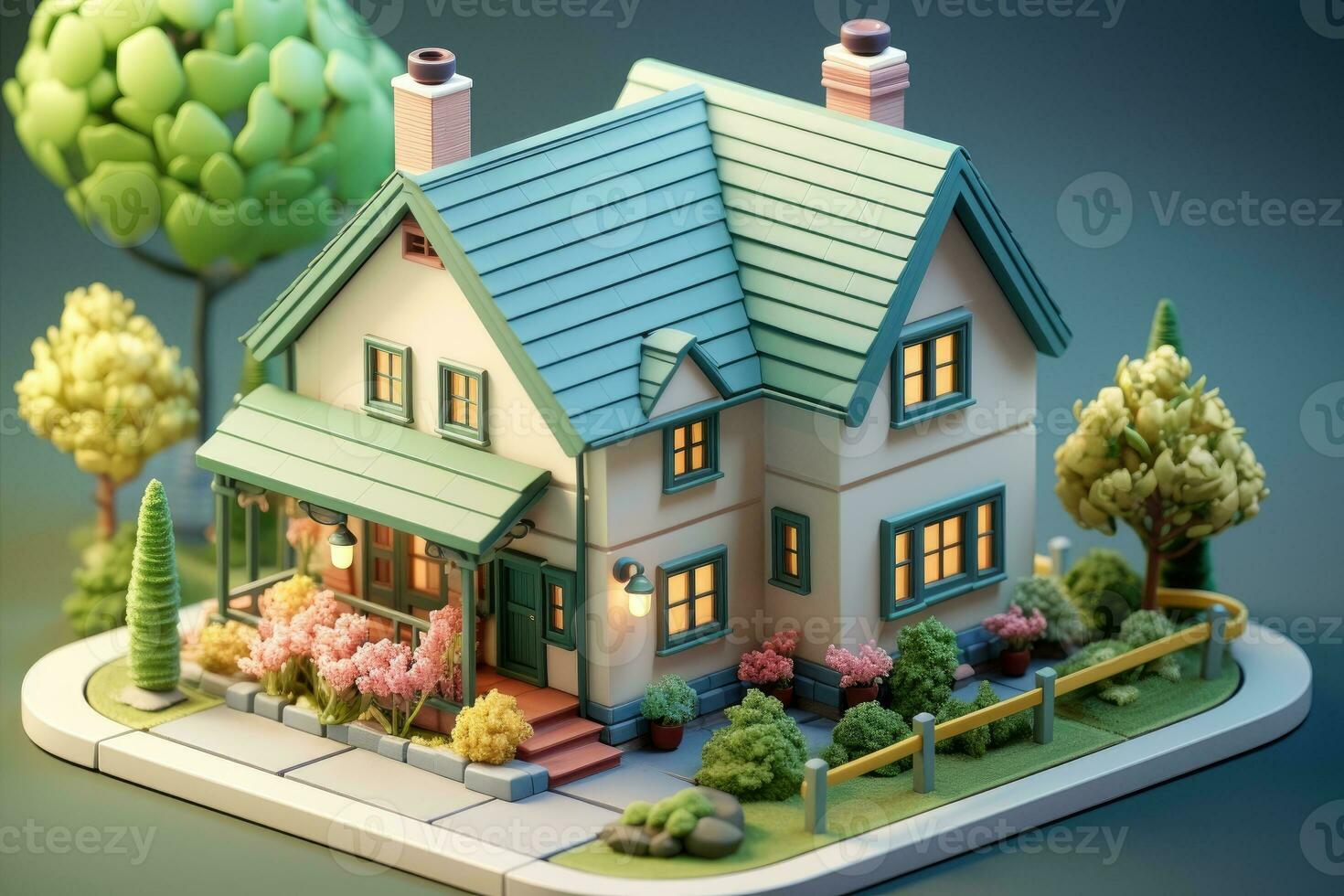 tiny cute isometric house soft smooth lighting AI Generated photo