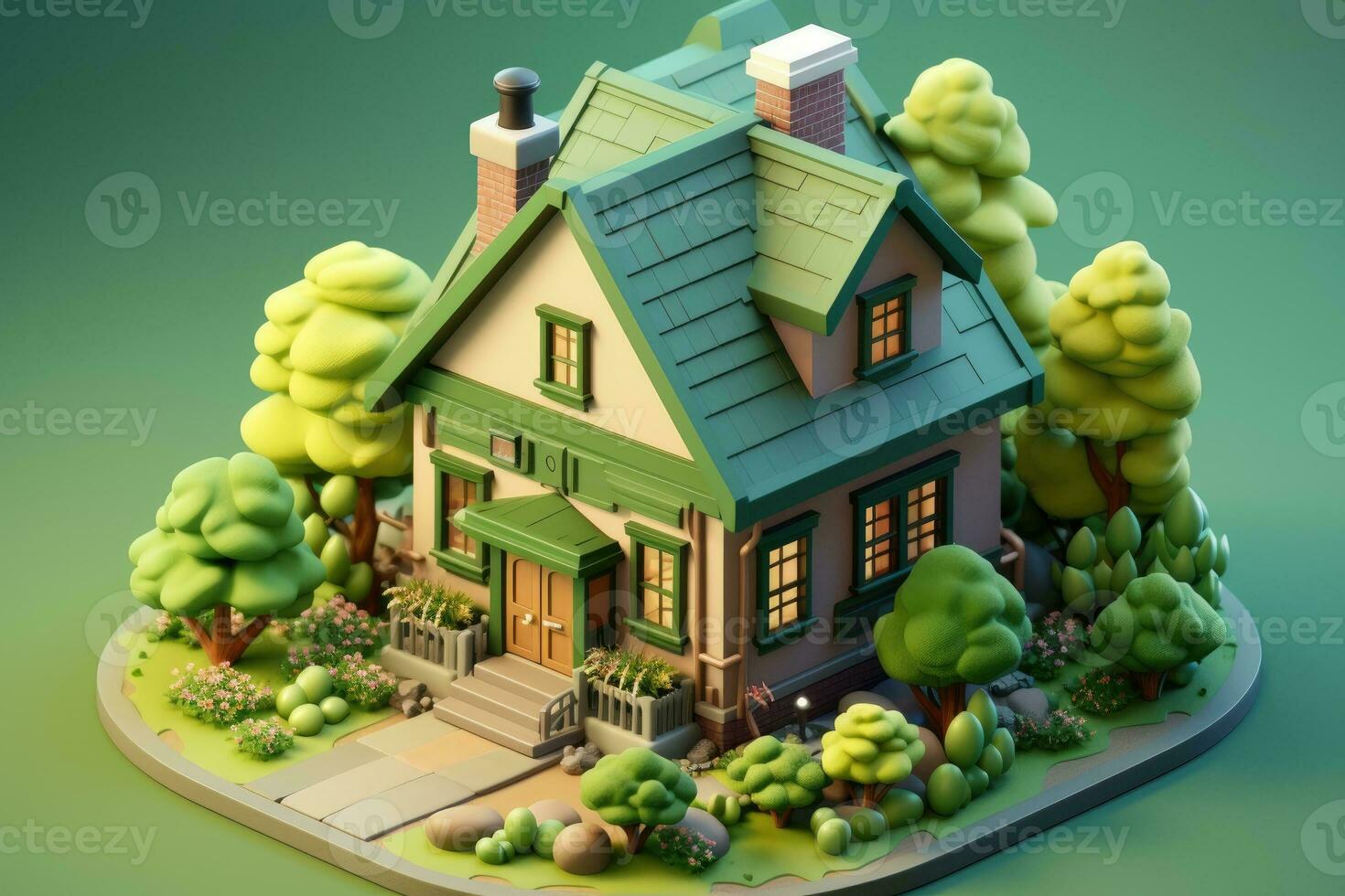 tiny cute isometric house soft smooth lighting AI Generated photo
