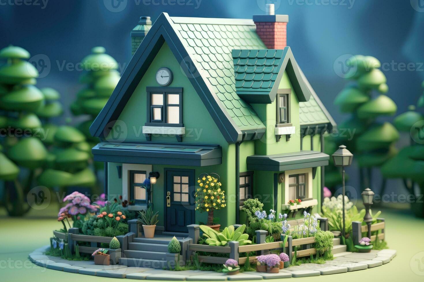 tiny cute isometric house soft smooth lighting AI Generated photo