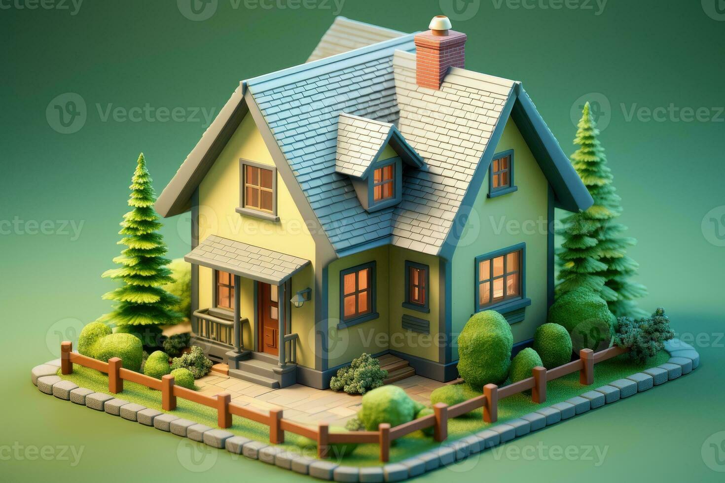 tiny cute isometric house soft smooth lighting AI Generated photo