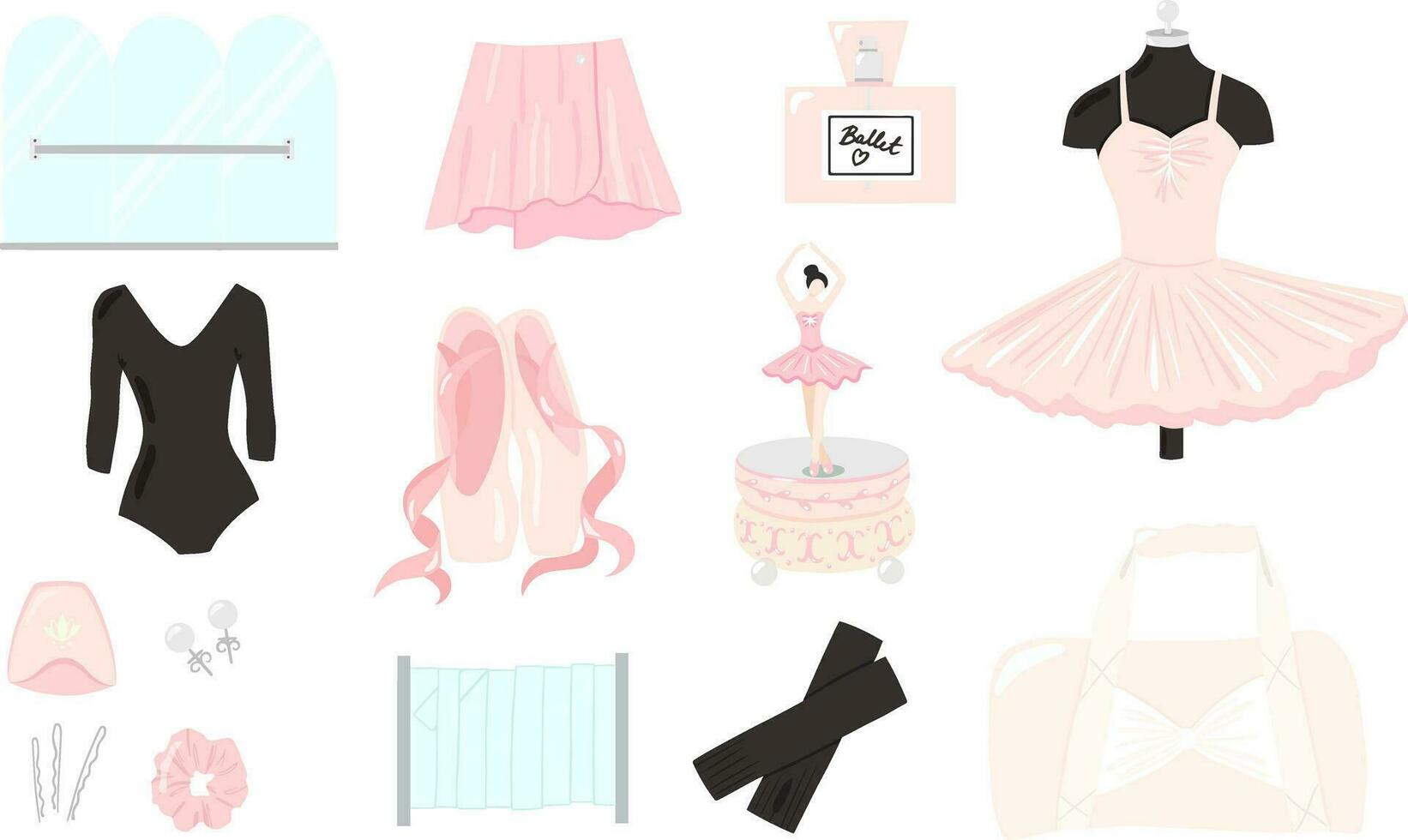 Ballet stickerpack, choreography and dancing vector illustration set