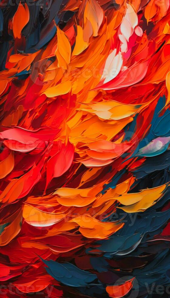 Abstract acrylic paint in orange, blue and red color palette. Colorful wallpaper texture for branding. Vibrant background with bold colors. AI generative photo