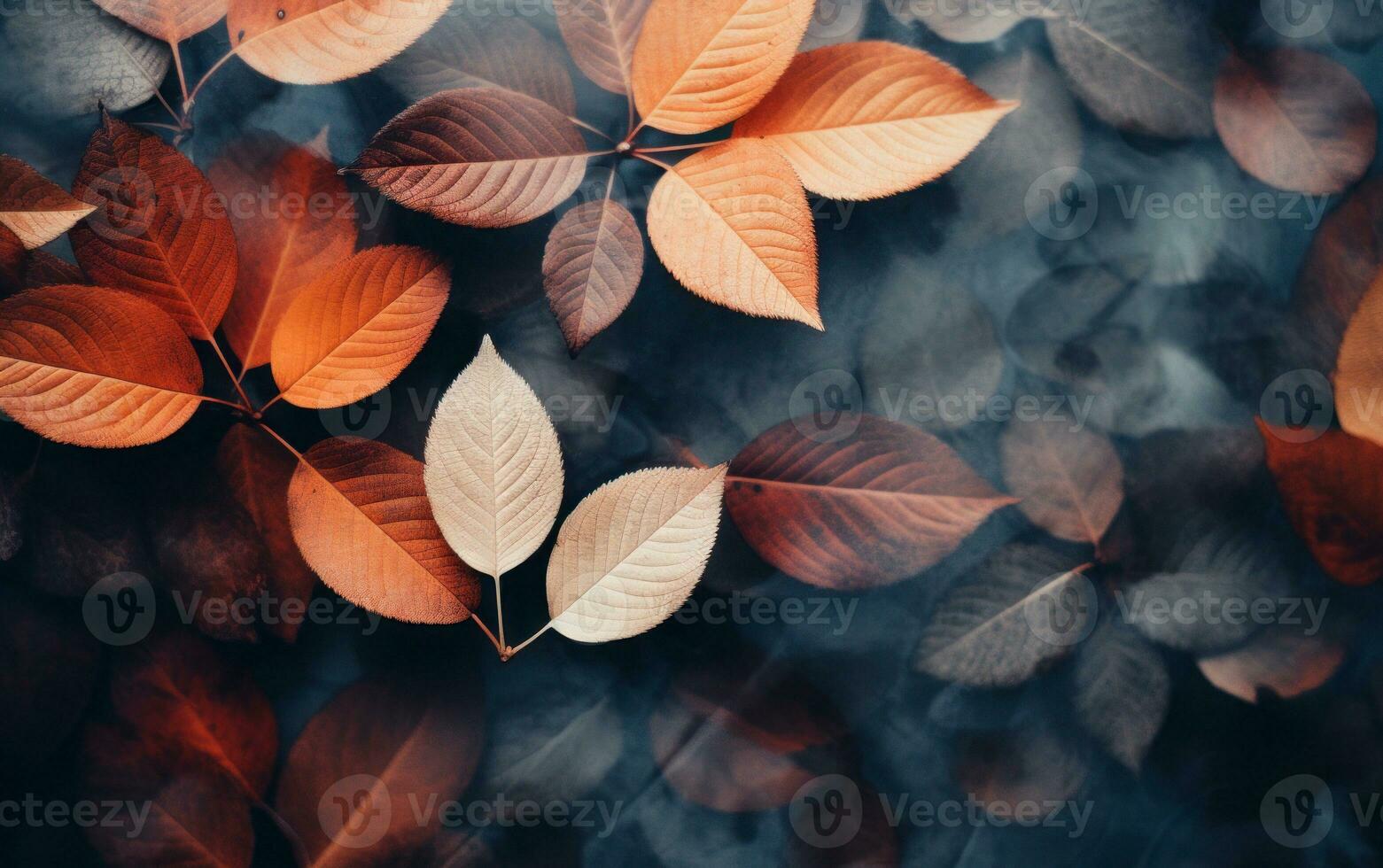 Close up of colorful autumn leaves texture. Generative AI photo