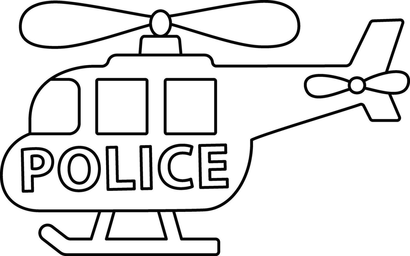 policía helicóptero con negro aislado línea diseño vector