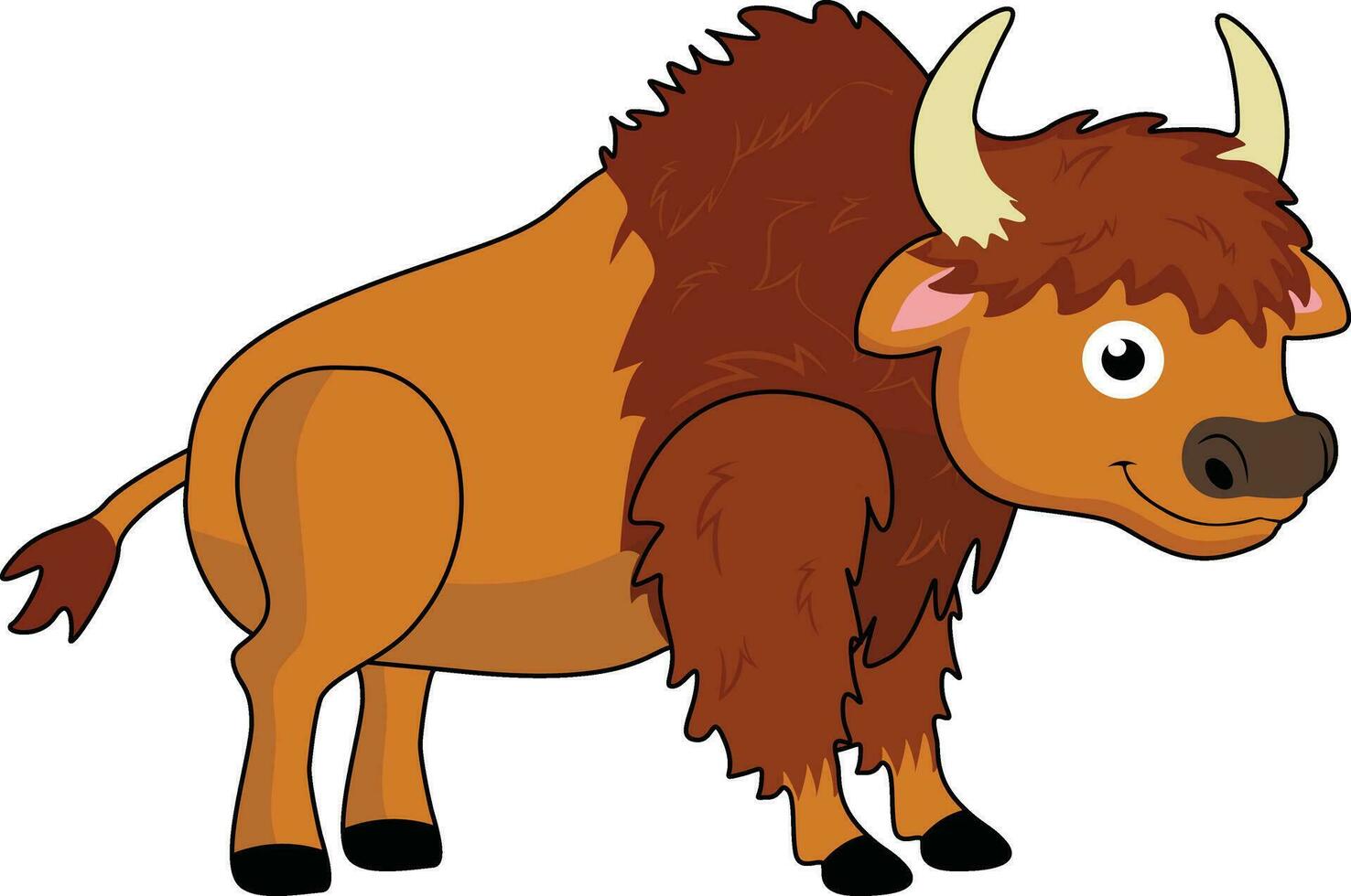 Cute bison designed using vector lines. You can adjust the line thickness