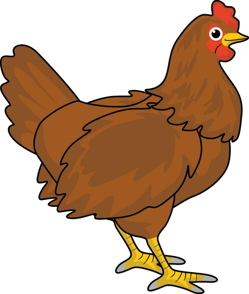 Cute Hen designed using vector lines. You can adjust the line thickness