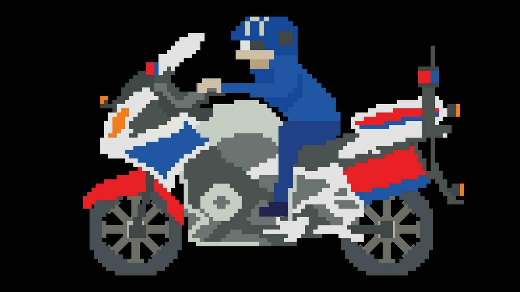 A motorcycle firefighter vector illustration with 8 bit. A motorbike designed in 8 pixel.