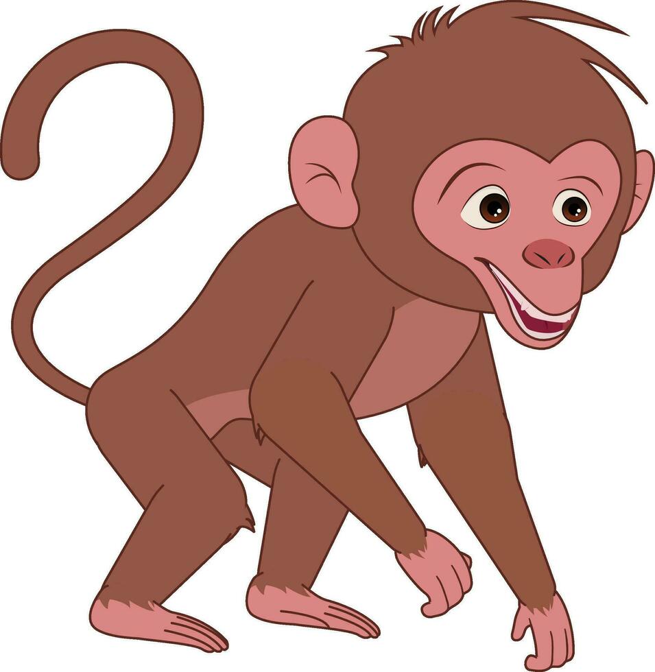 Cute Monkey designed using vector lines. You can adjust the line thickness