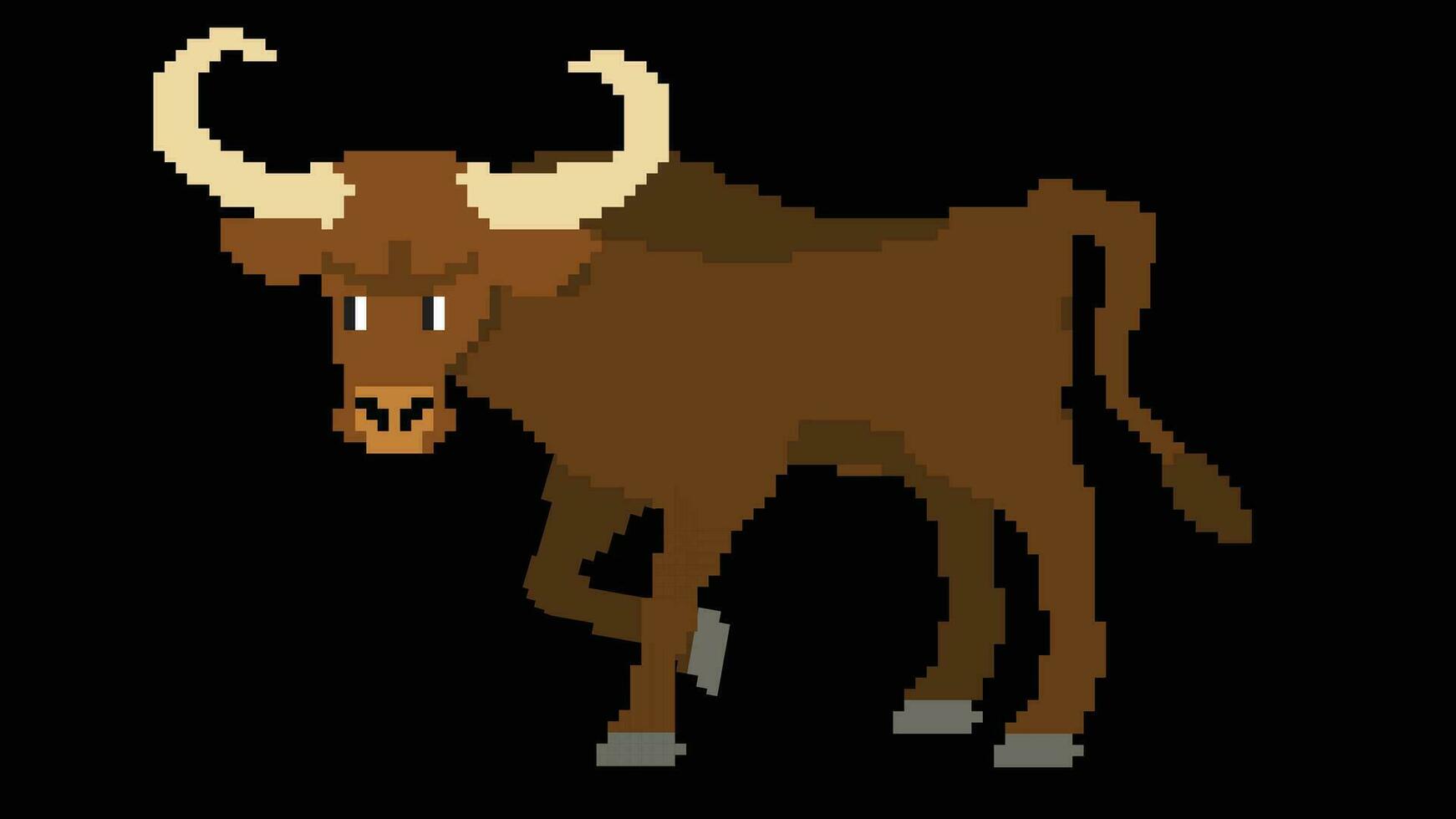 Bull designed based on 8 bit size. Suitable for your game assets. vector