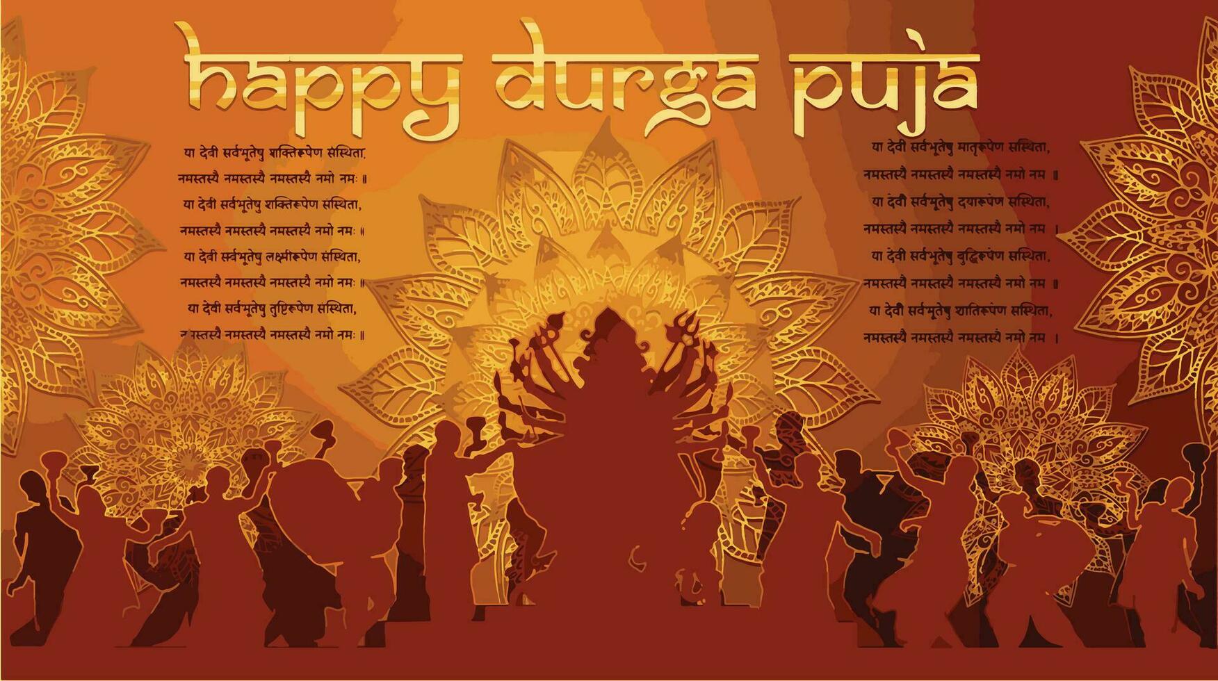 diosa maa Durga F en contento Durga puya, dussehra, y navratri celebracion concepto para web bandera, póster, social medios de comunicación correo, y volantes publicidad vector