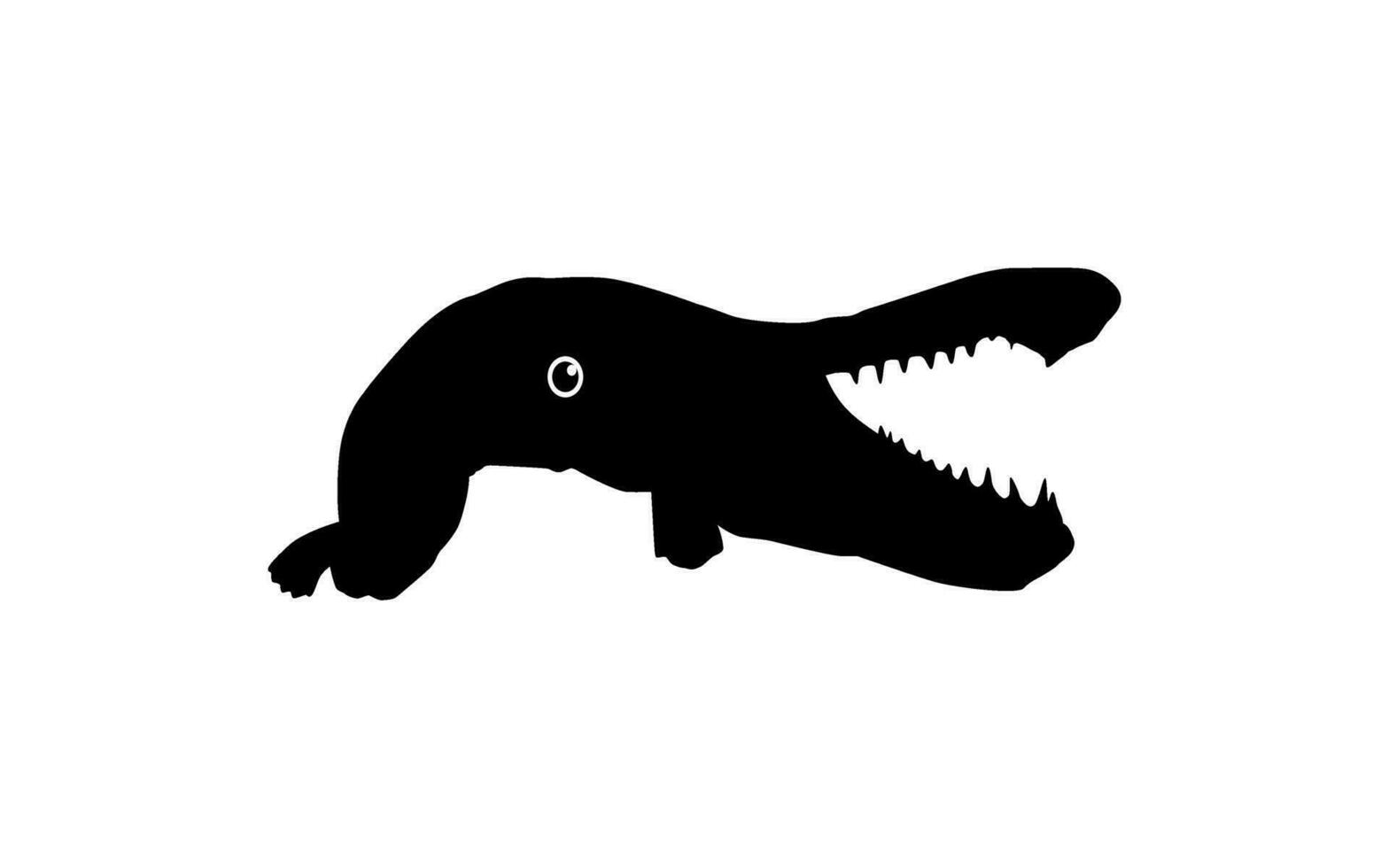 Alligator Fish Silhouette, can use for Art Illustration Logo Gram, Pictogram, Website, or Graphic Design Element. Vector Illustration