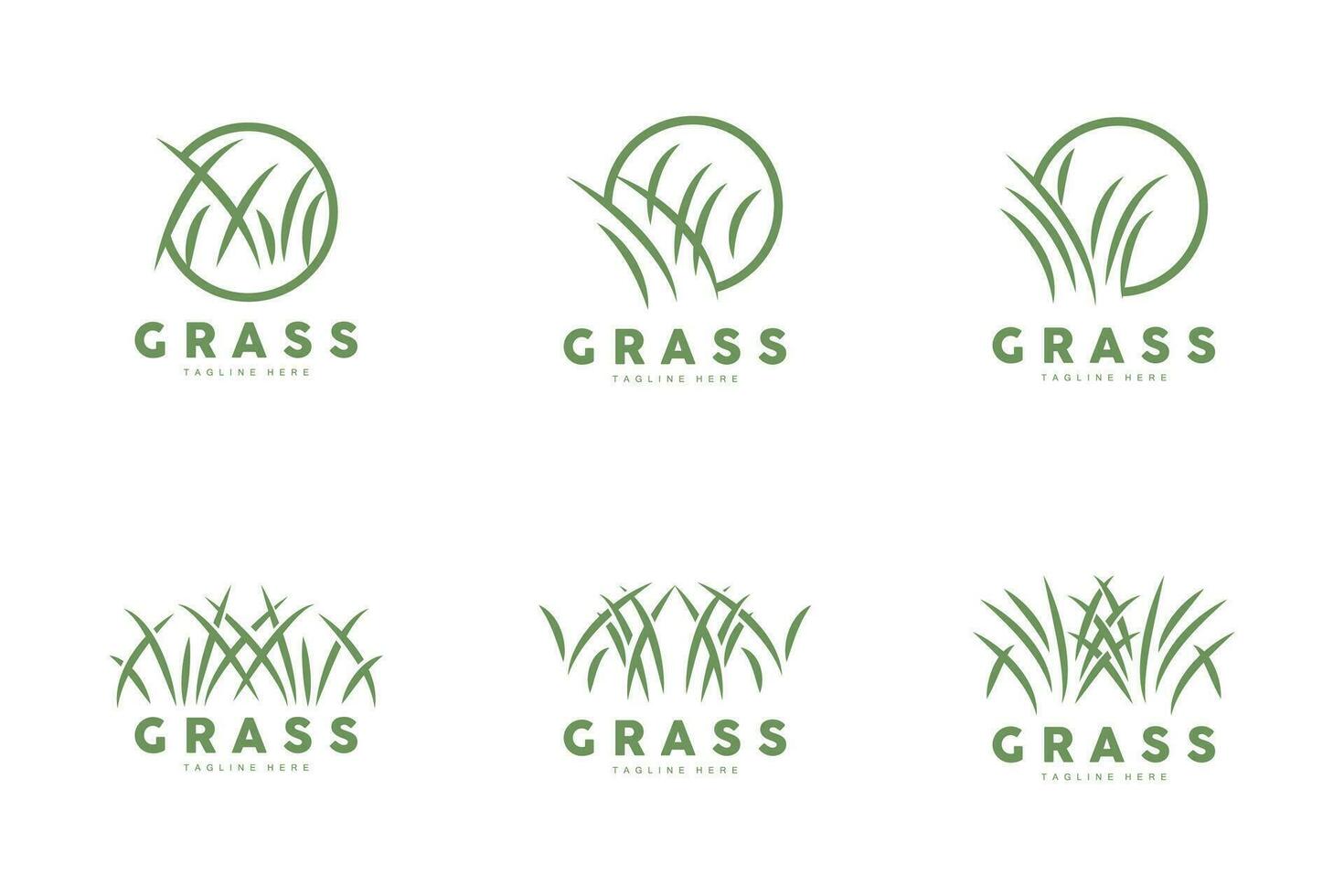 verde césped logo diseño, granja paisaje ilustración, naturaleza diseño vector