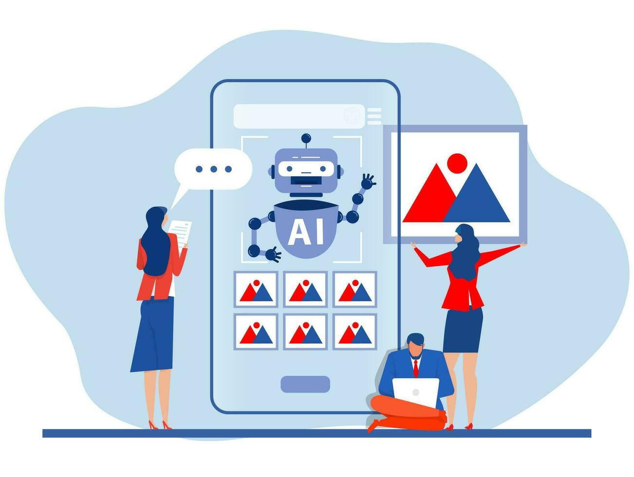 Business industry AI prompt engineer or AI chatbot to create a text or an image Prompt engineering of using artificial intelligence and photo processing vector