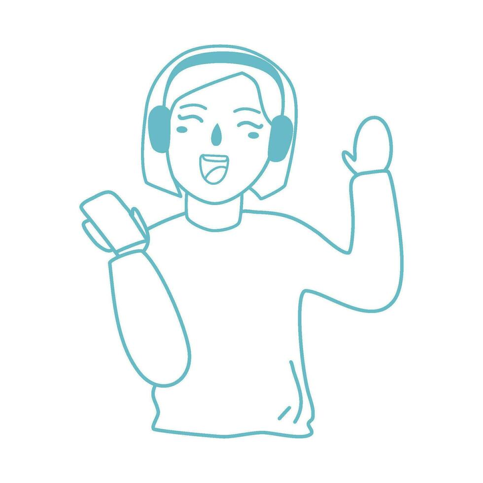 girl in wireless headphones illustration vector