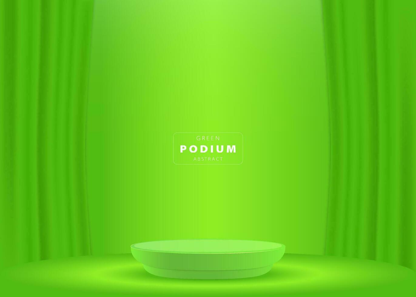Podium backdrop green scene for mockup product display vector