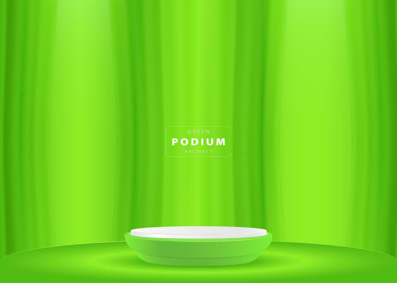 Podium backdrop green scene for mockup product display vector