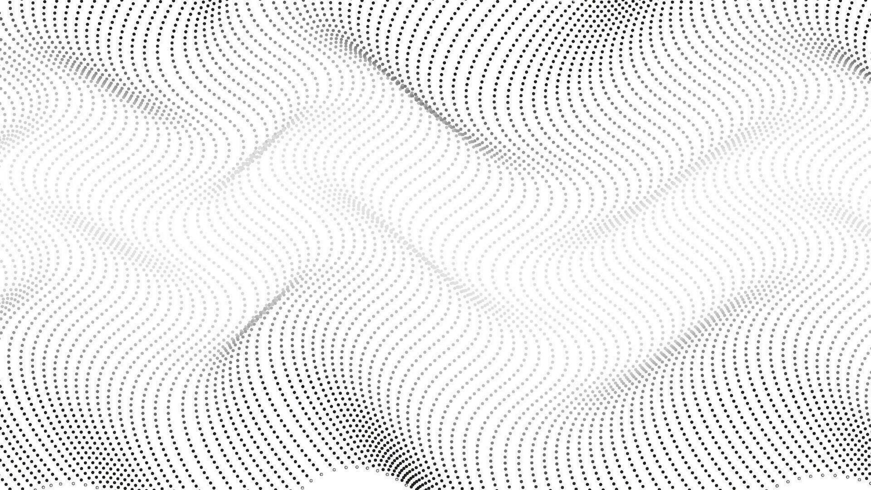 Abstract wave dot halftone background with wavy surface made of gray dots on white vector