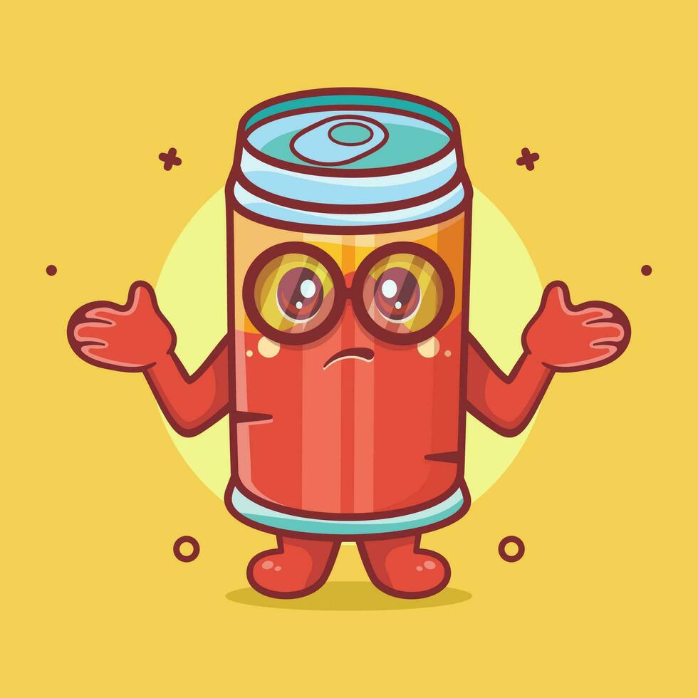 funny drink can character mascot with confused gesture isolated cartoon in flat style design vector