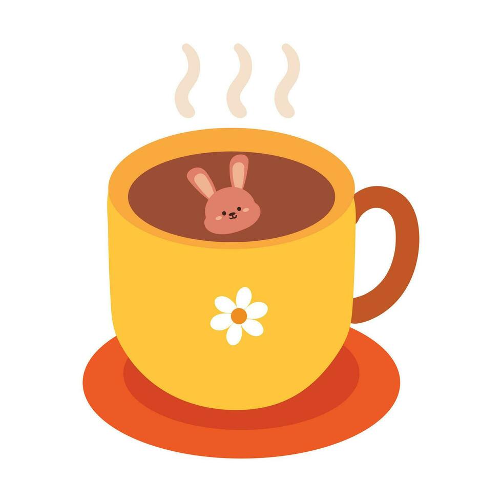 mano dibujo dibujos animados un taza de té. linda amarillo jarra vector