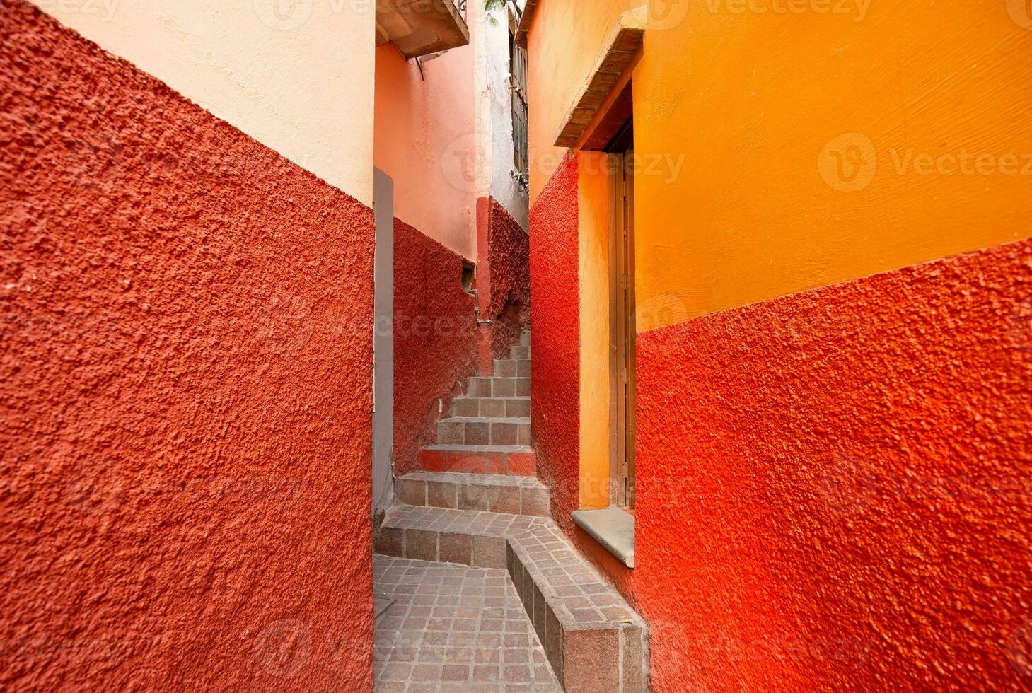 Guanajuato, Mexico, colorful colonial streets and architecture in Guanajuato historic center photo