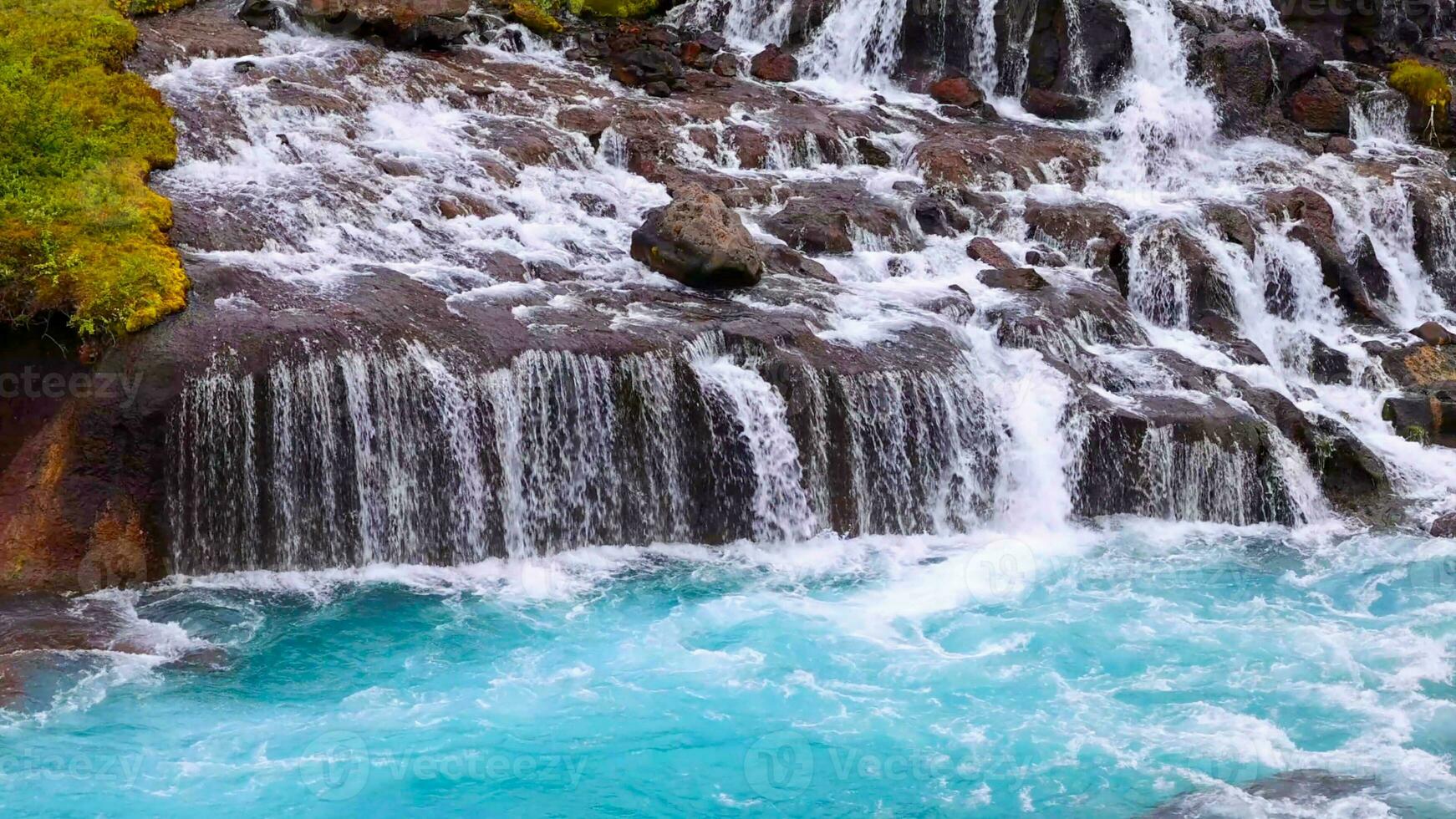 Landmark famous Iceland, Hraunfossar and Barnafoss waterfalls near Reykjavik photo