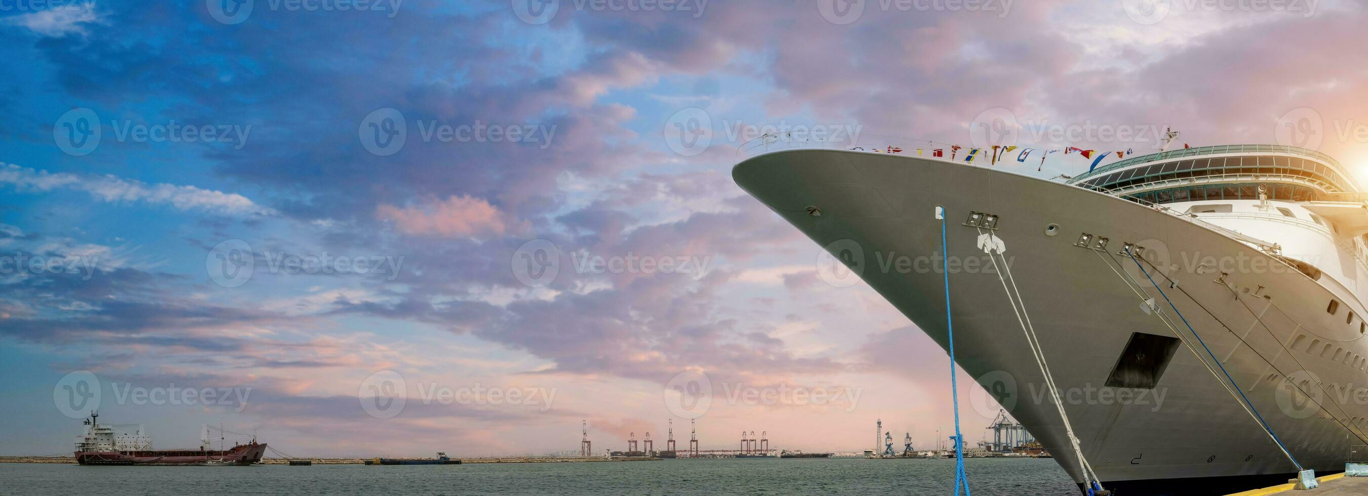 Luxury cruise ship in Haifa port in Israel for Mediterranean cruise to Greek Islands and Greece photo