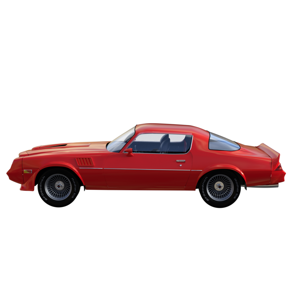 red muscle car isolated 3d png
