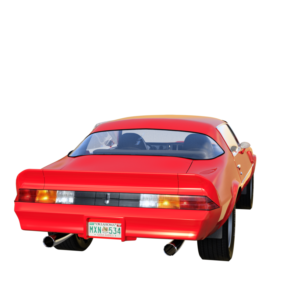 red muscle car isolated 3d png