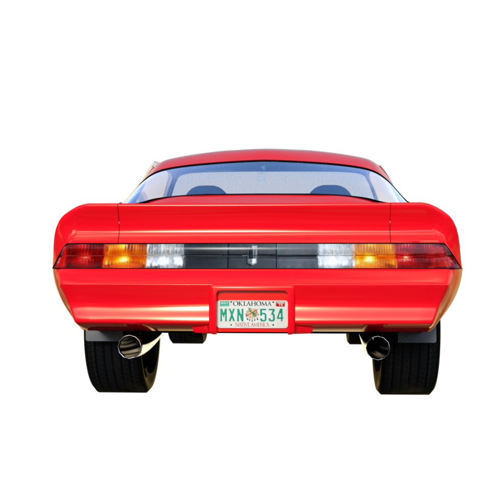 red muscle car isolated 3d png
