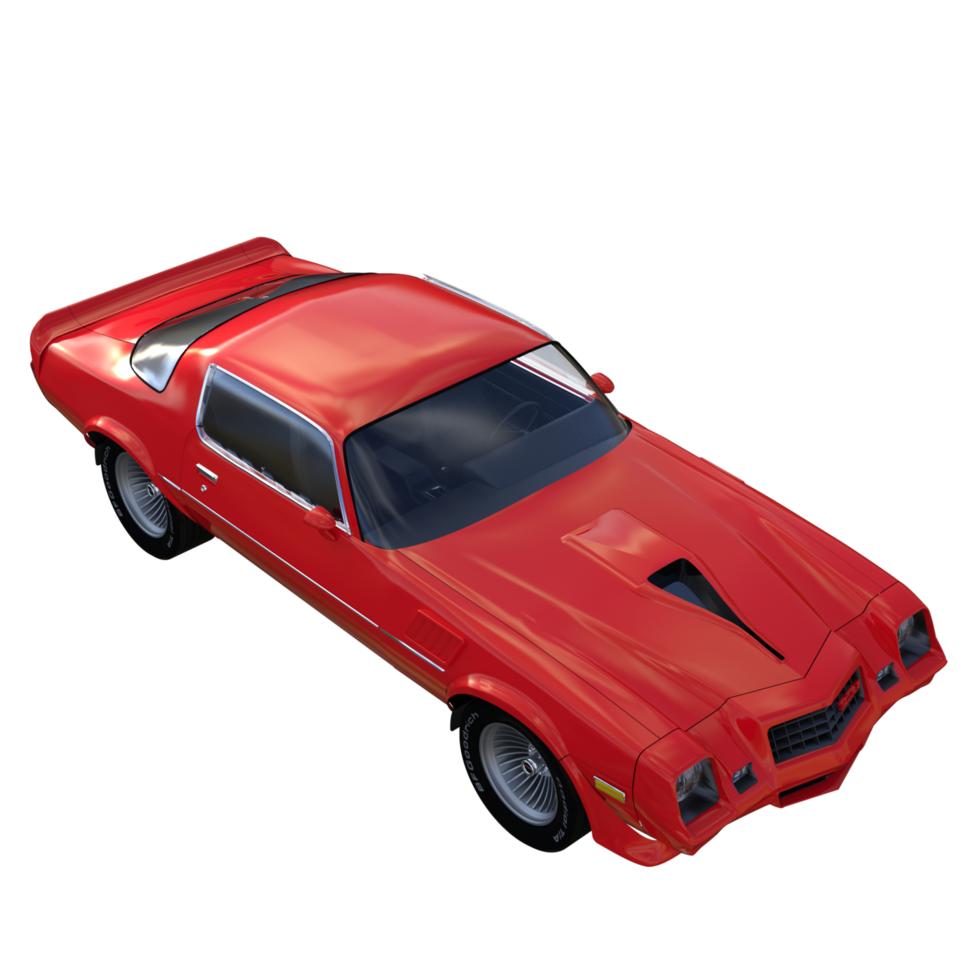 red muscle car isolated 3d png