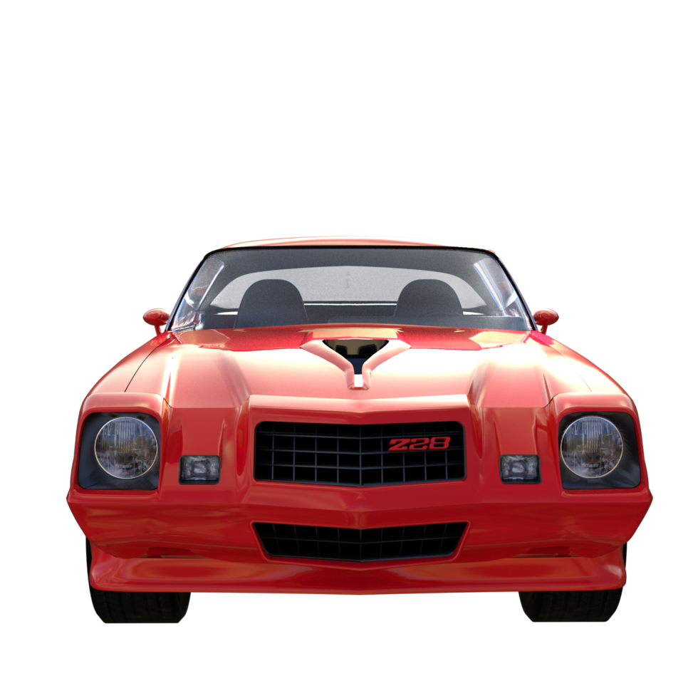 red muscle car isolated 3d png