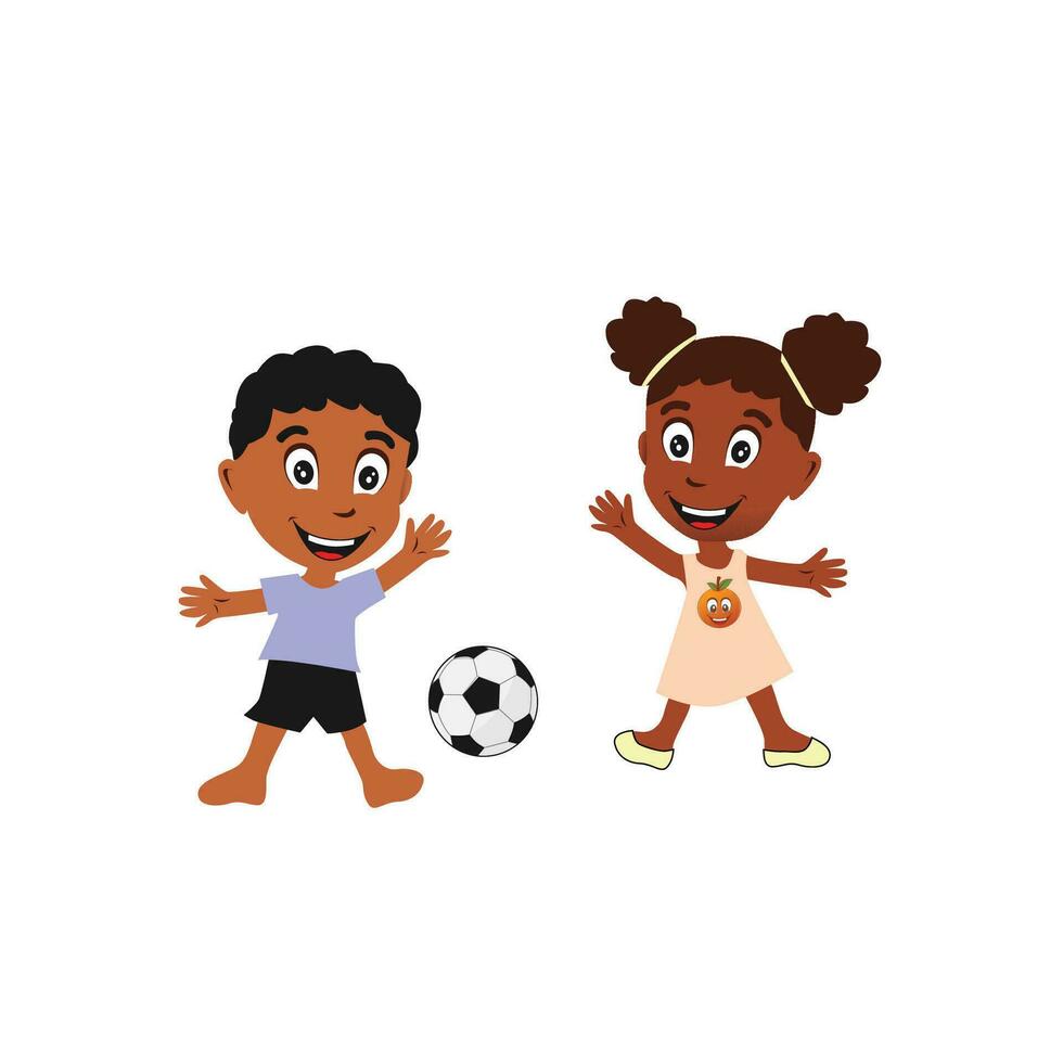 Illustration of Kids Playing Vector Art