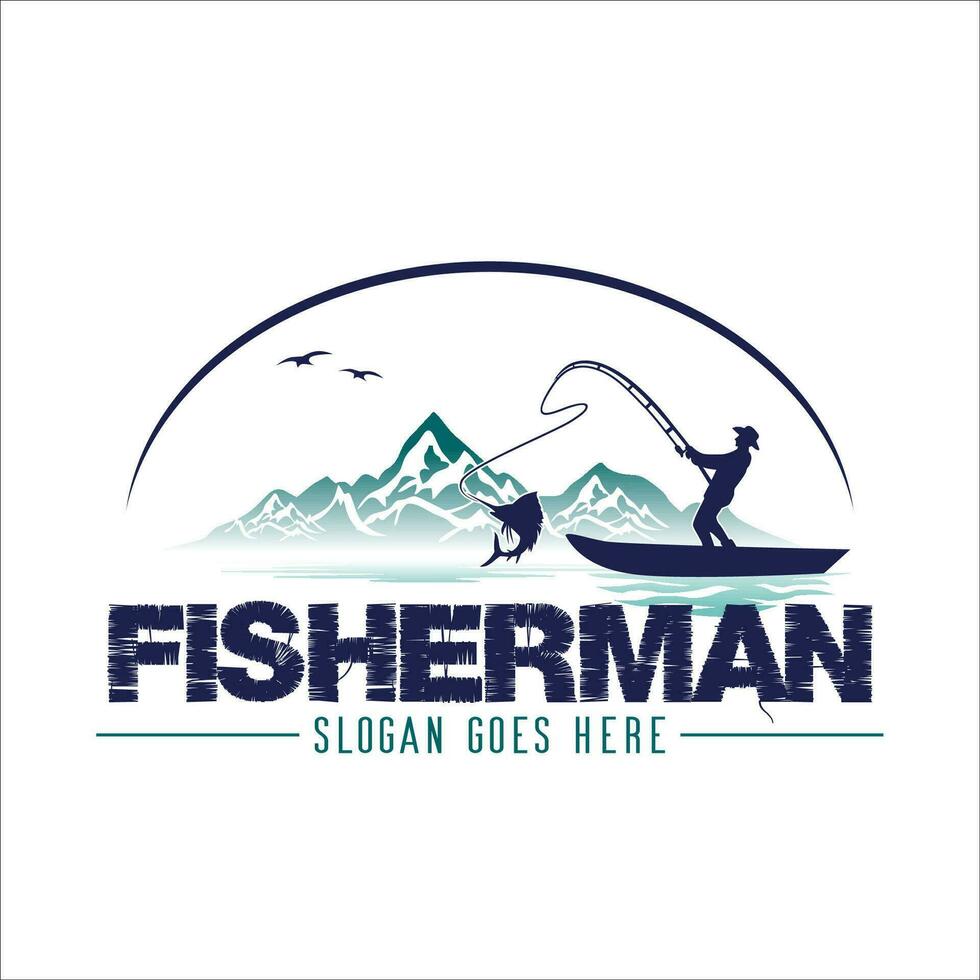 Fisherman logo for the fishing community vector