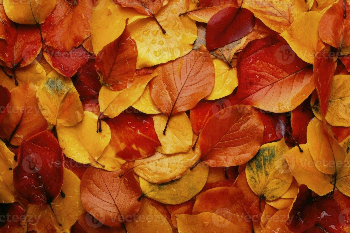 Texture of autumn leaves. Fall leaves for an autumn background. Generative AI photo