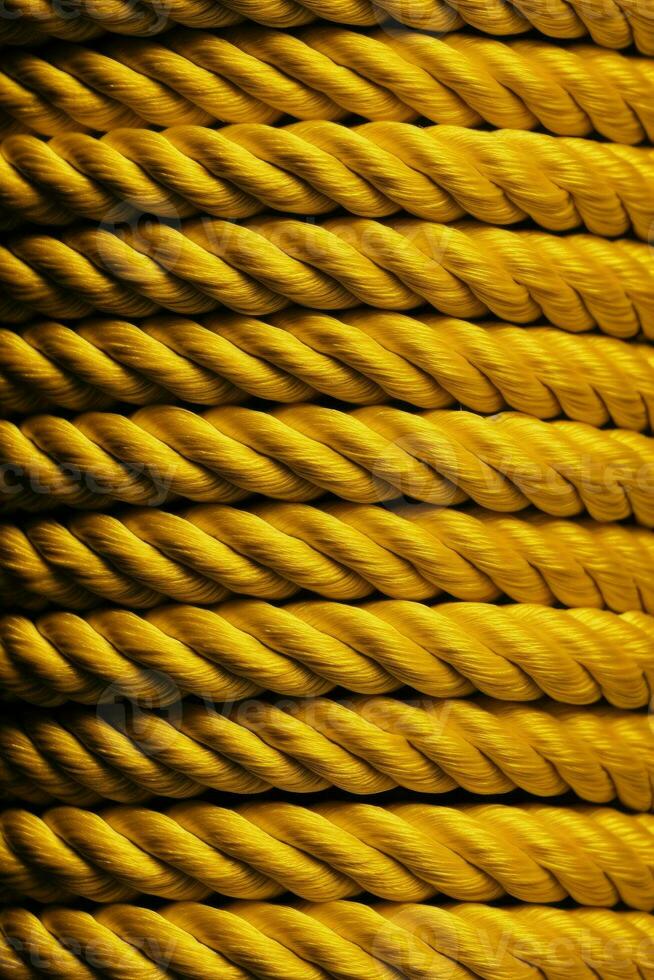 Yellow rope texture background. Backdrop made with ropes. Generative AI photo