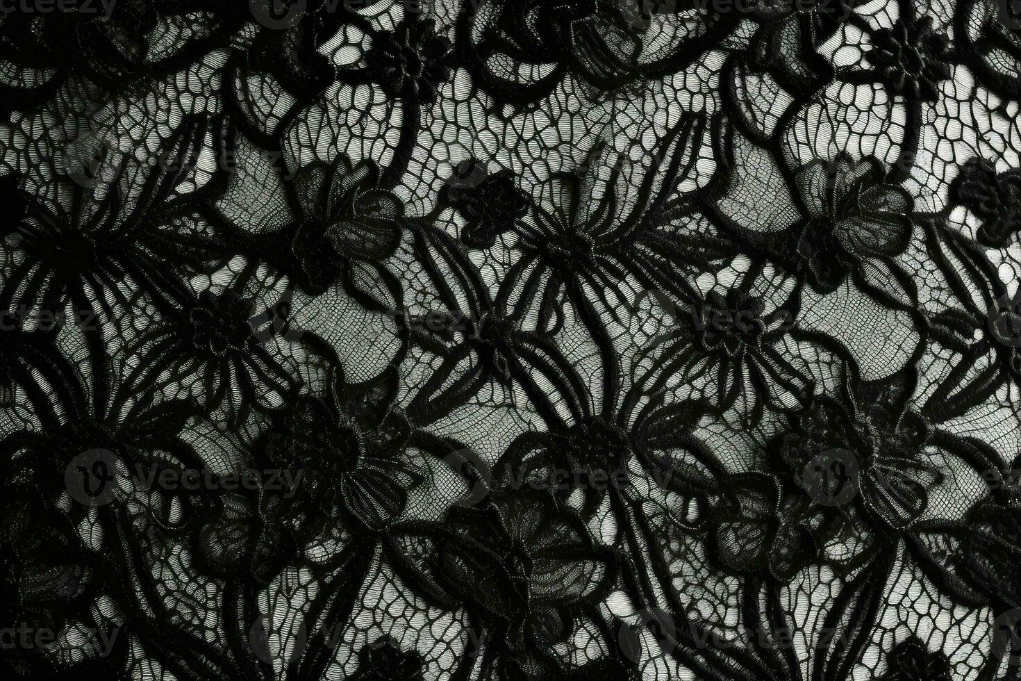 Black lace. Texture of black lace background. Victorian gothic style. Generative AI photo