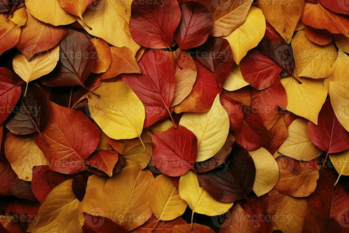 Texture of autumn leaves. Fall leaves for an autumn background. Generative AI photo