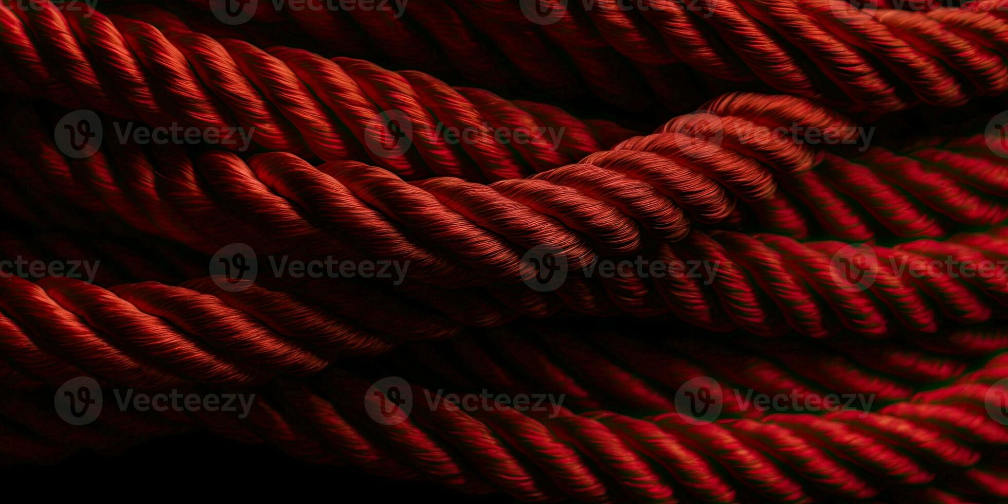 Red rope texture background. Backdrop made with ropes. Generative Ai photo