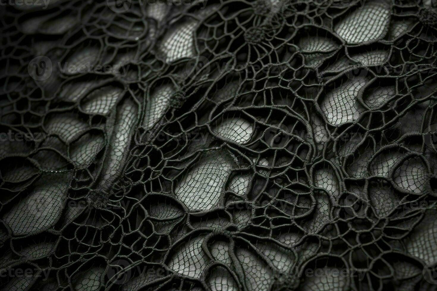 Black lace. Texture of black lace background. Victorian gothic style. Generative AI photo