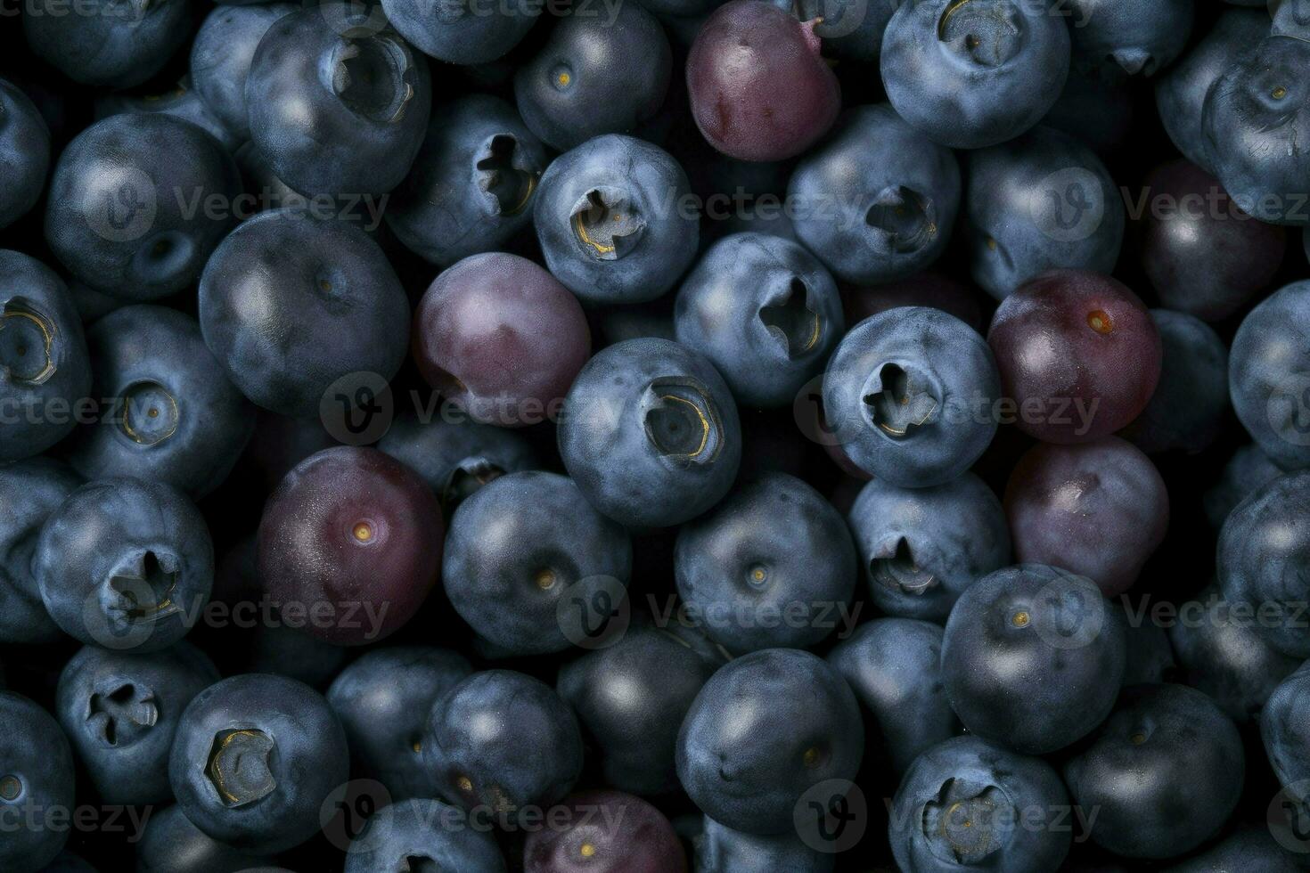 Texture of blueberry. Close up of raw organic berry fruits. Sweet and fresh background. Generative AI photo