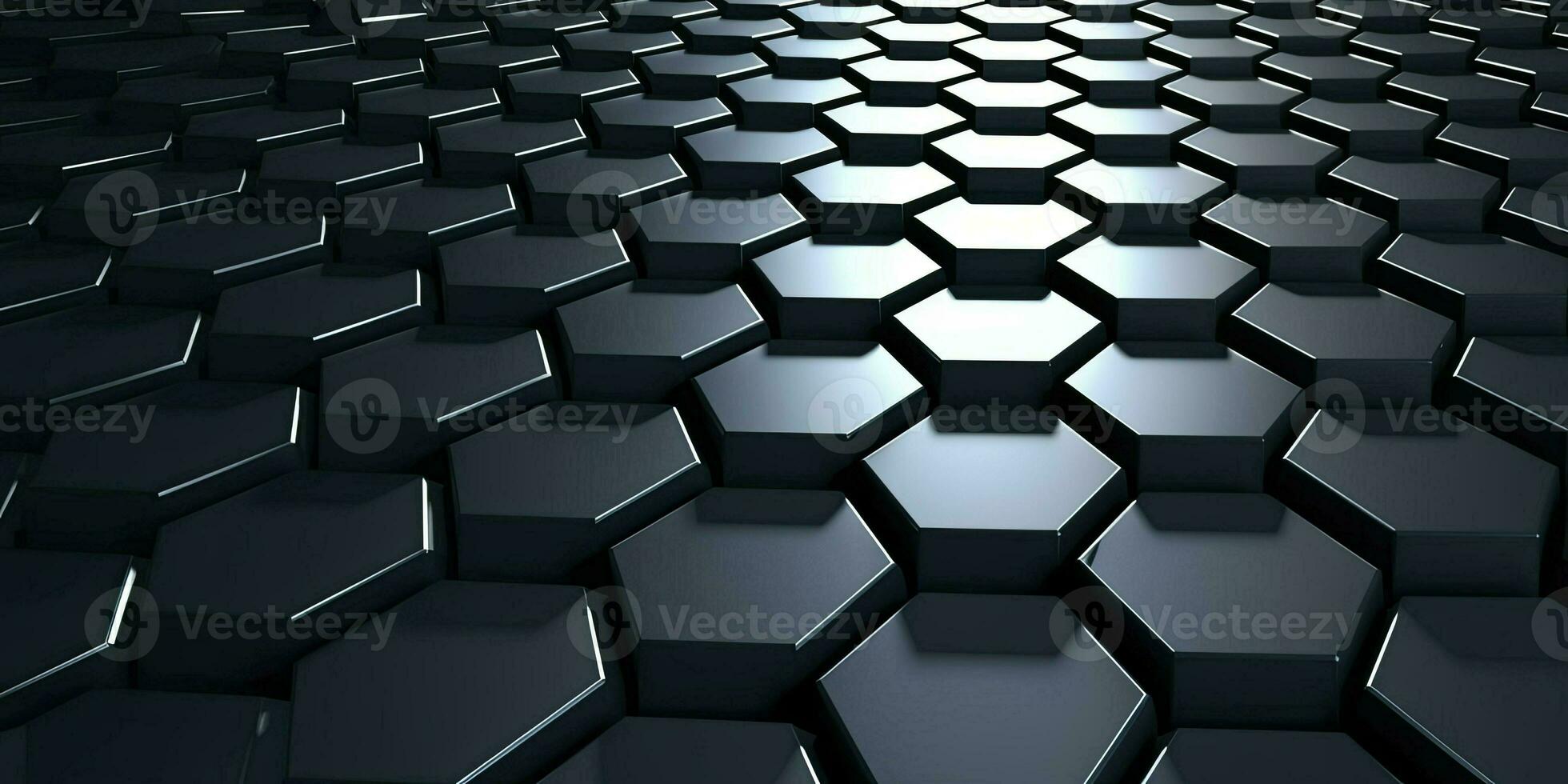 Geometry hexagon background. Futuristic black wall. Abstract background. Generative AI photo