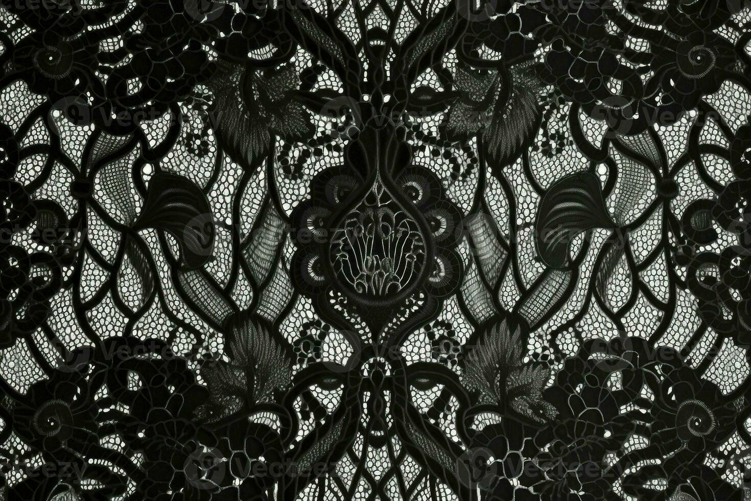 Black lace. Texture of black lace background. Victorian gothic style. Generative AI photo